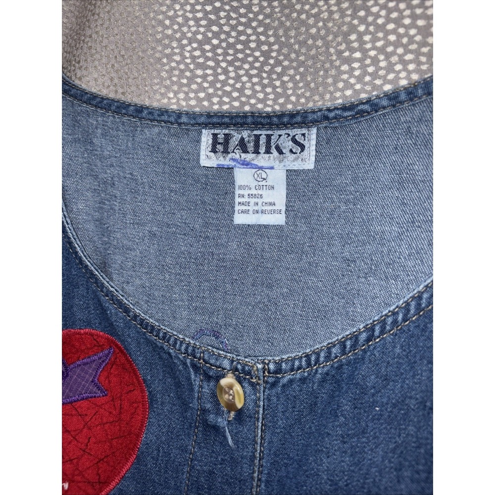 Vintage 90s Haiks Denim Maxi Button Dress Women's XL Cottagecore Teacher Casual - Picture 3 of 7